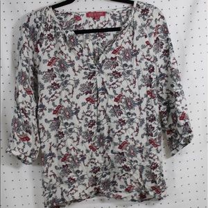 Cute flower pattern 3/4 length blouse